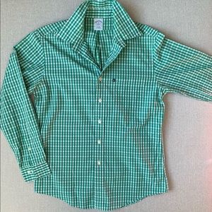Brooks Brothers Men's Slim Fit Shirt, Green & White,  Medium